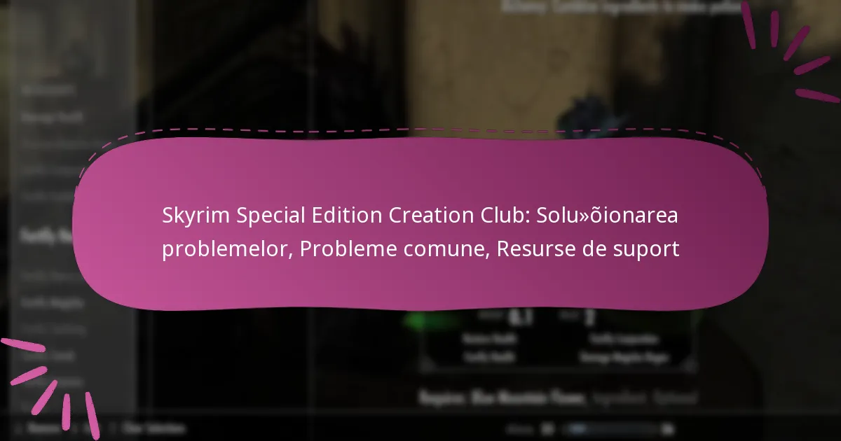 Skyrim Special Edition Creation Club: Soluționarea problemelor, Probleme comune, Resurse de suport